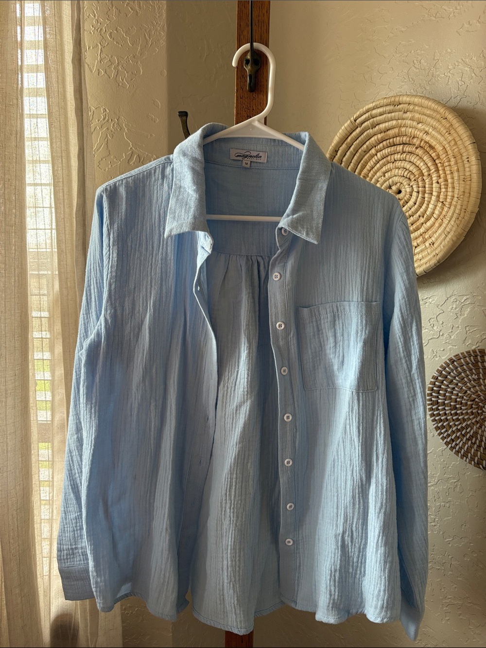 Light Blue Women's Button-Up Casual Shirt -